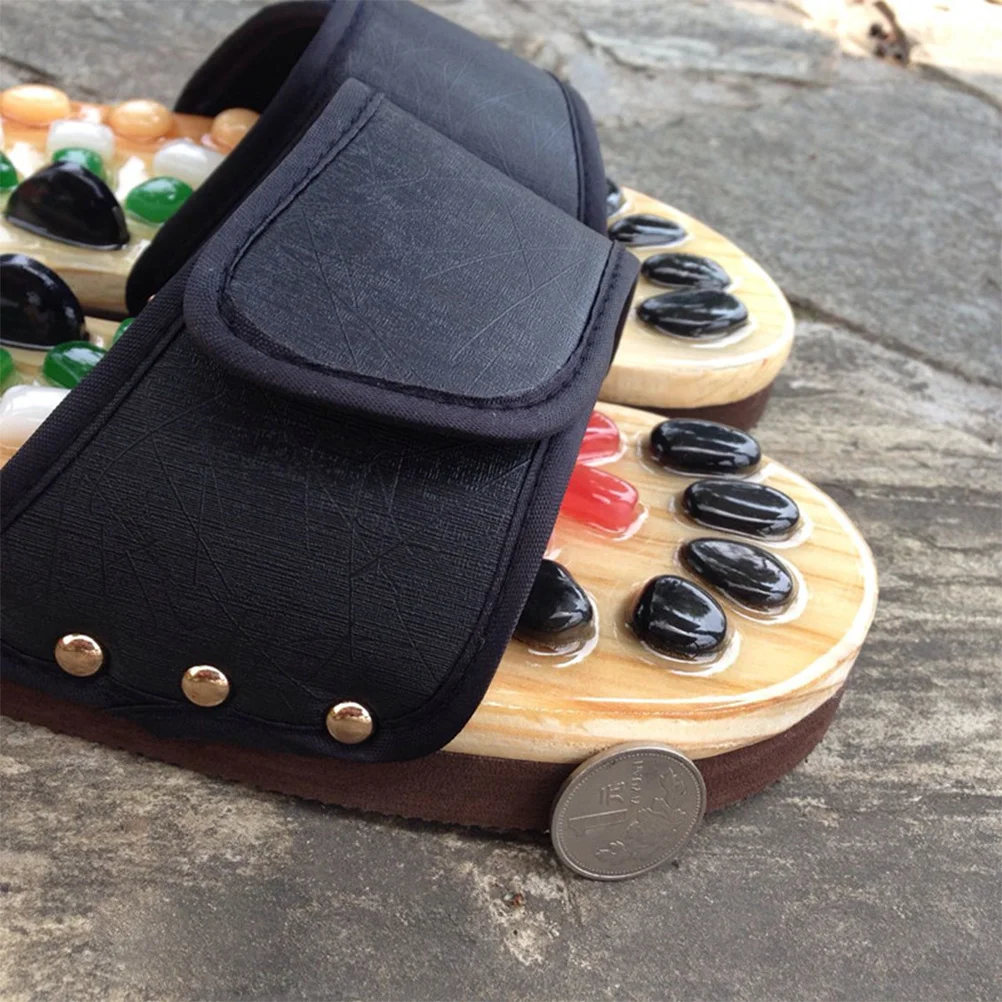 

Massage Slippers Size 39-40 Black Pu Eva Cobblestone Sole Foot Relief For Plantar Fasciitis Health Care Gift Massage