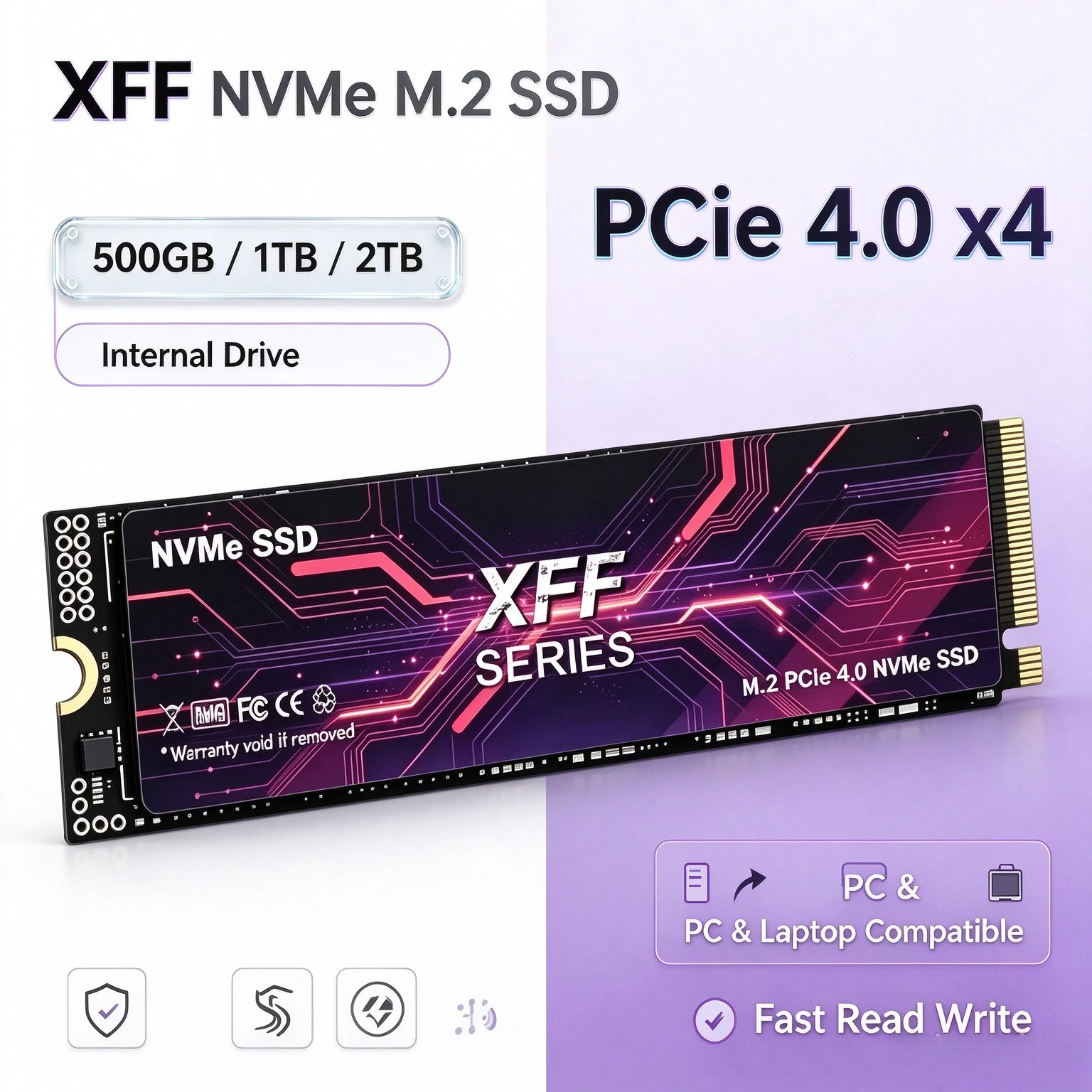XFF SSD NVMe M2 2TB 4TB Nvme M2 SSD M.2 2280 PCIe 4.0x4 Internal Solid State Drives Disk for Laptop Desktop