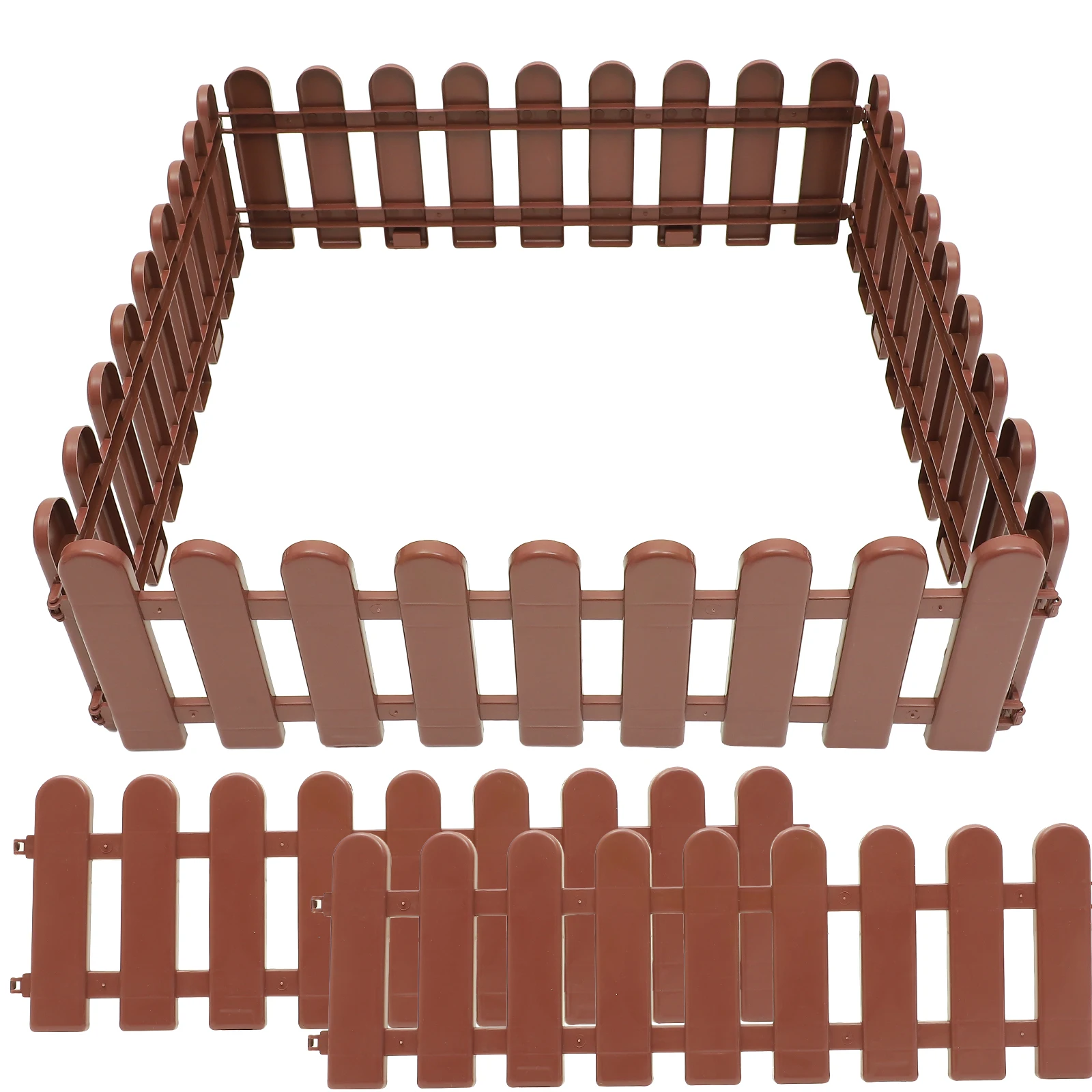 

6pcs White Fence Panels 50x13cm Reinforced Round Top Plastic Garden Edging Border for Patio Lawn Decor Fencing