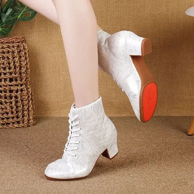 Autumn Dance Boots women Modern Dance Shoes tango latin dance shoes high top Training Shoes Square Heels 3.5/5cm