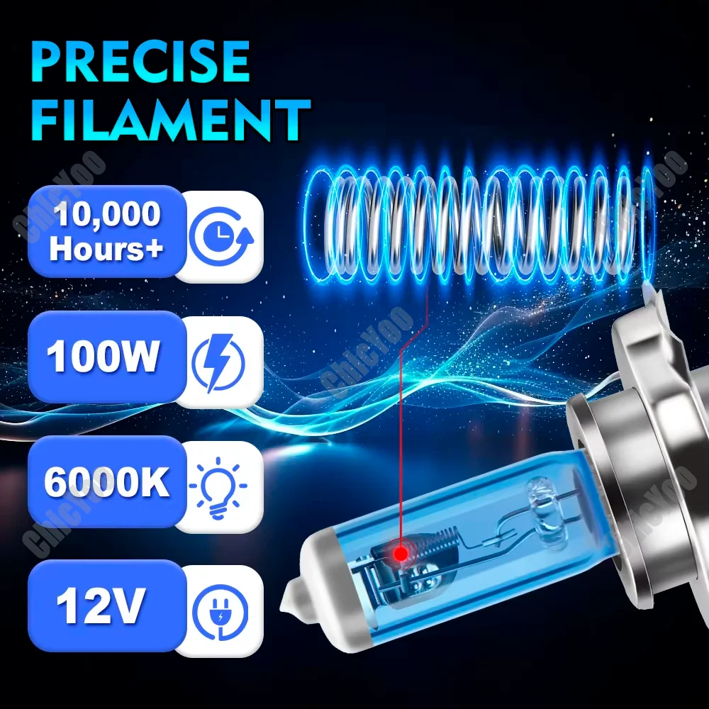 2PCS 6000K Super White H4 High Low Beam Halogen Headlight Bulbs 12V For VW Polo 6R 2009 2010 2011 2012 2013 2014 2015 2016 2017 view 6
