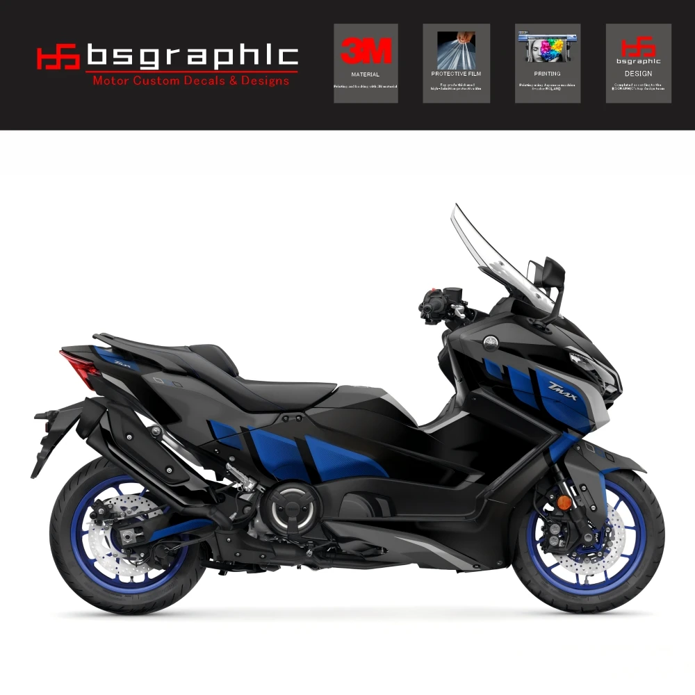 

Motorcycle Body Fairing Protective Sticker Decal Maxiscooter Birthday Graphic Kit Black-Blue for Yamaha Tmax T-max 560 2025-2026