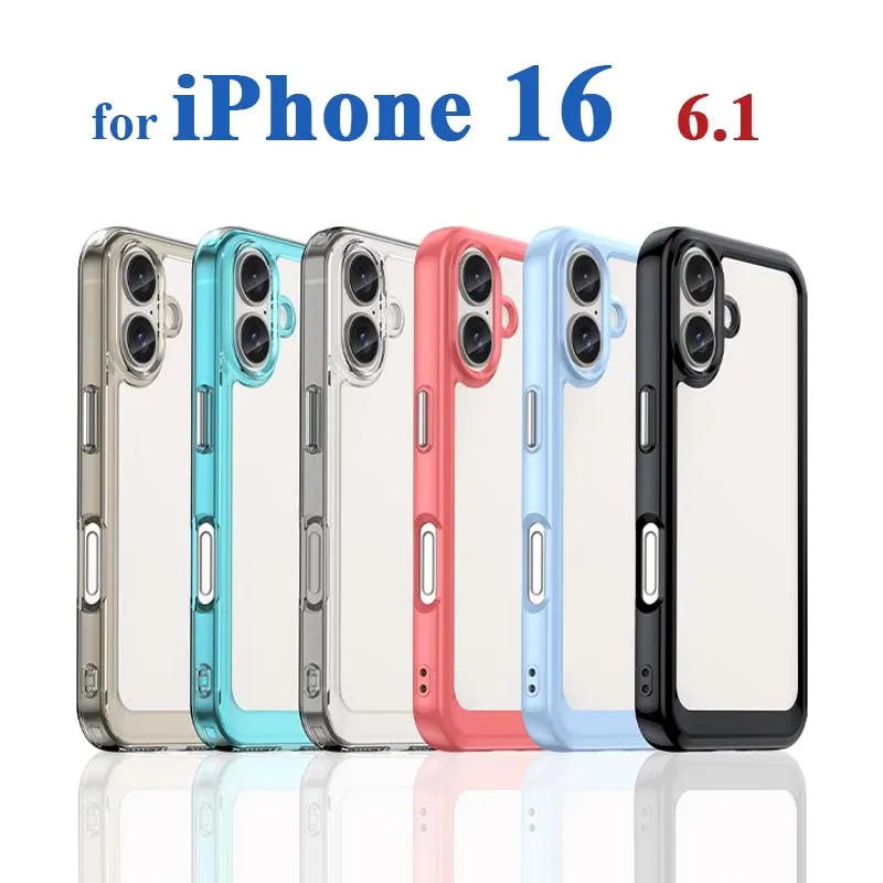 

Protective Case for iPhone 16 Shockproof TPU Frame Airbag Drop Protection PC Back Transparent Bumper Shell Cover Funda