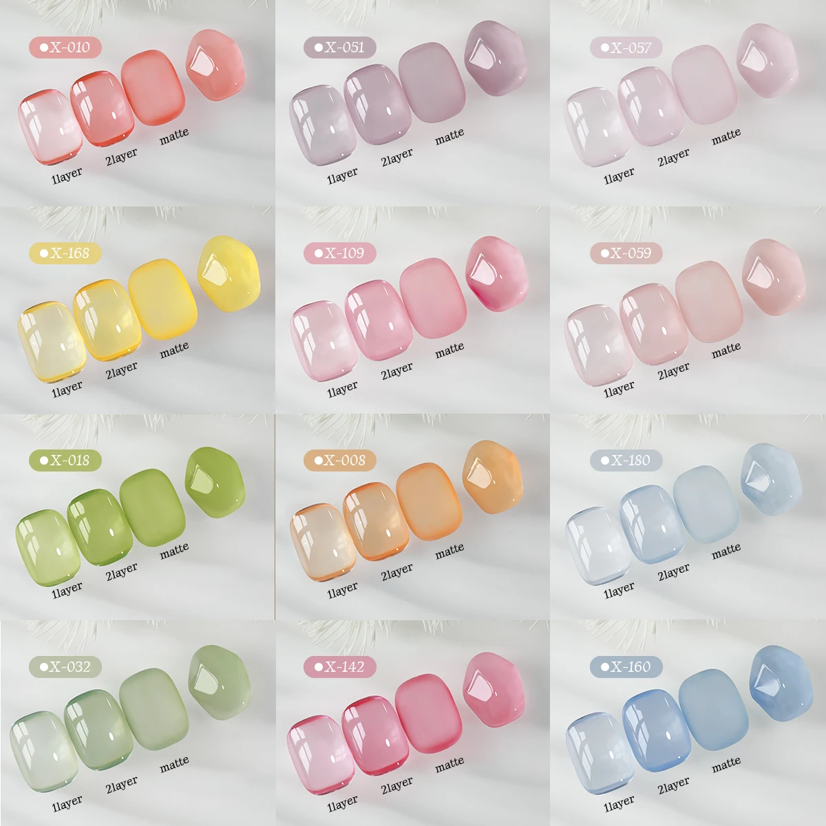 XEIJAYI ผลไม้สีน้ําตาล 12 ชิ้น/เซ็ต-Candy สีเล็บ,ความอิ่มตัวสูงน้ําผลไม้, easy DIY สไตล์หวานและเย็น