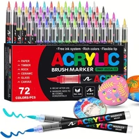 Rotuladores de pintura acrílica de 12-72 colores, rotuladores de gran capacidad de tinta, ideales para suministros de arte escolar de vidrio cerámico de piedra