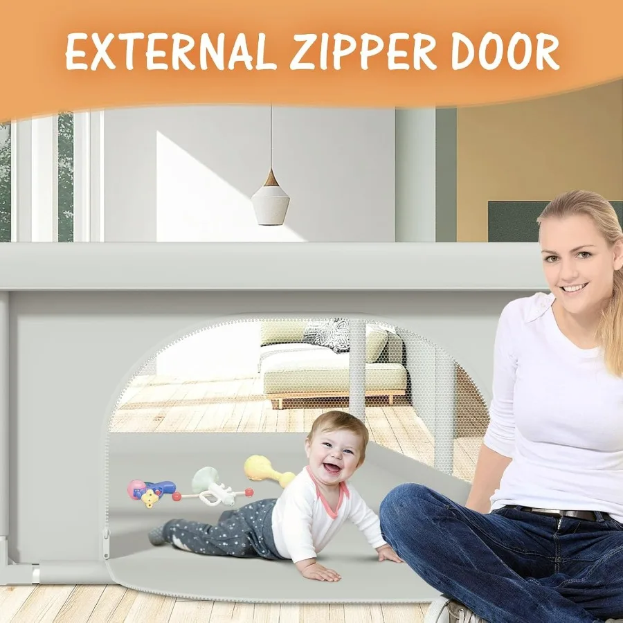 Box per bambini extra large da 79x79 pollici per uso interno ed esterno con cancelli con cerniera Pannelli in rete traspirante e base antiscivolo Ideale