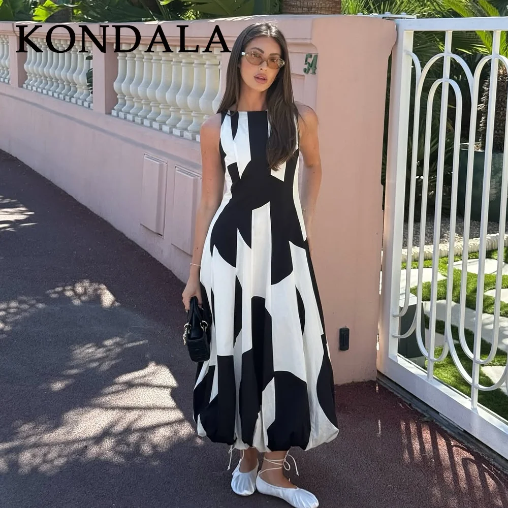 KONDALA 2026 Frühling Sommer Lässige Damen-Kleider mit Punktmuster Modisch Elegant O-Ausschnitt Locker Sitzend mit Reißverschluss Ärmellos Schicke Damenkleider