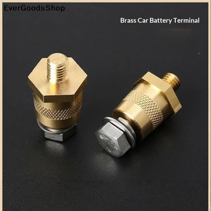 New1Pair Brass Car Battery Terminal Connector Durable Build Anti Slip Grip For Automotive Repair