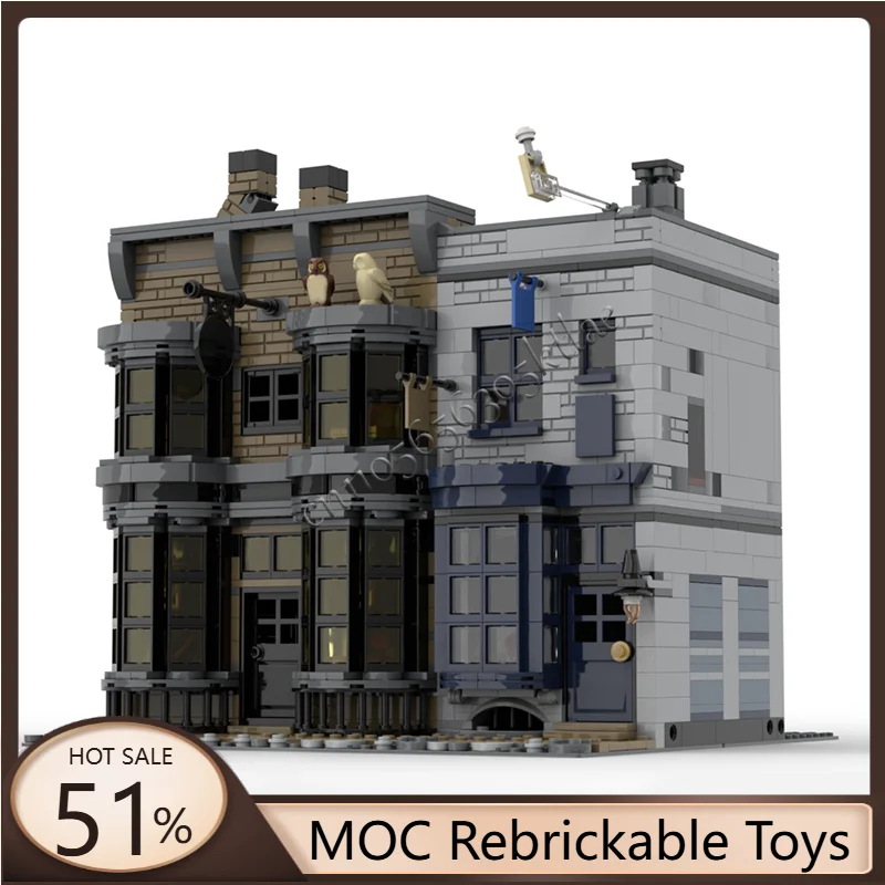 

1832PCS Popular MOC Retro Home Magic Shop Street Modular View DIY Children's Creative Building Blocks Assembly Toy Birthday Gift