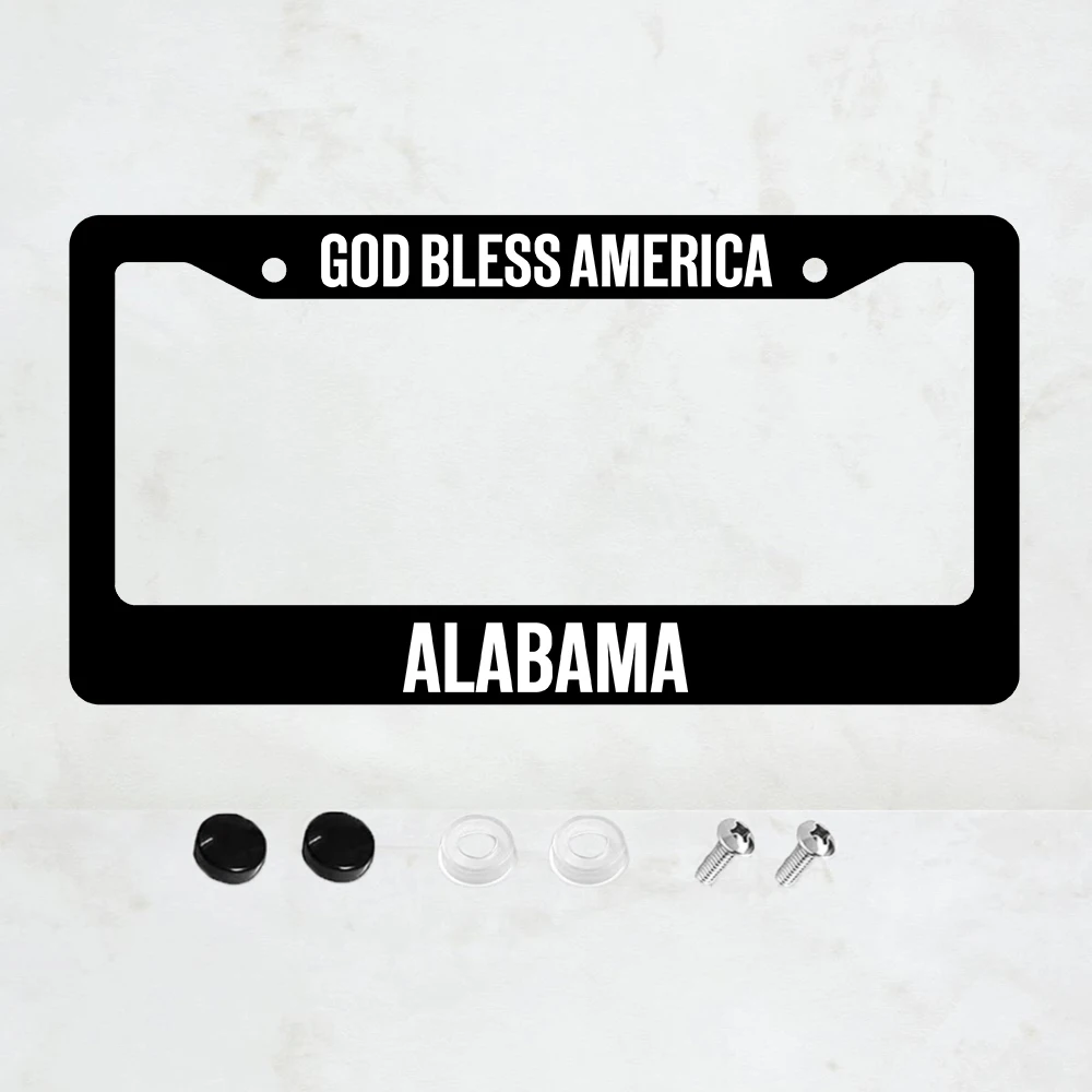 

1PC God Bless America Alabama Auto License Plate Frame Cover Alabama Jesus Quotes Chrome License Plate Frame