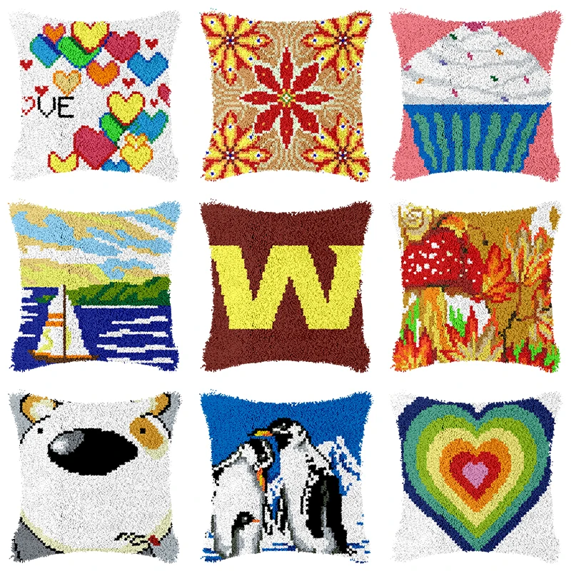 

Animals Latch Hook Kits pillow Needlework Cross Stitch Latch Hook Carpet Cushion cover Rug making Embroidery Crochet Mat Art