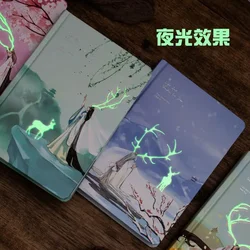 A5 Cute Deer Chinese Style Night Glow Notebook Diary Planner Color Page Illustration Note Book Stationery School Supplies New