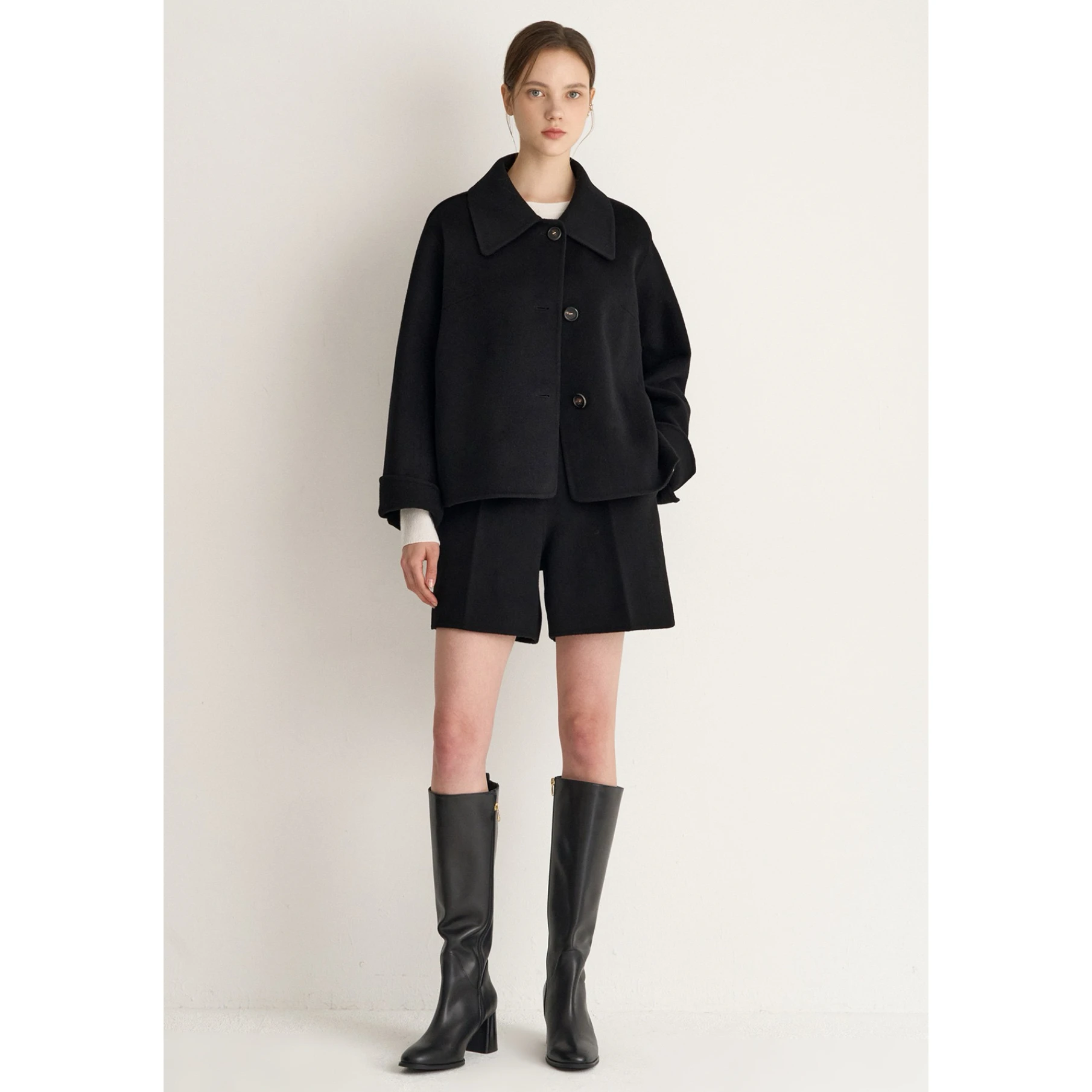 Cappotto Camere ort in lana cucita a mano su due lati con colletto classico Lemon Cheese MIN25 Autunno Faion Commute Sle Ja...