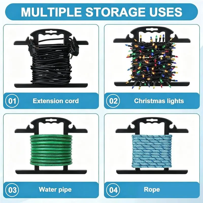 Christmas Light Storage Holder 4Pcs Heavy Duty Extension Cord Reel 100Ft Cord Organizer Wrap Spool Winding System-Y47A