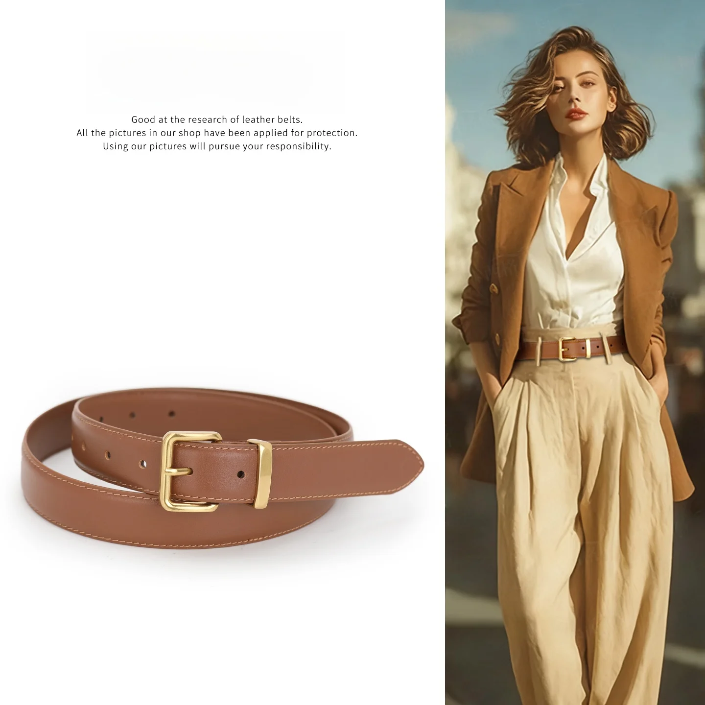 女性のブラウンレザーベルトファッショナブルなボタン装飾カジュアルウエスタンスタイルベルトスカートスーツジーンズファッションアクセサリー用