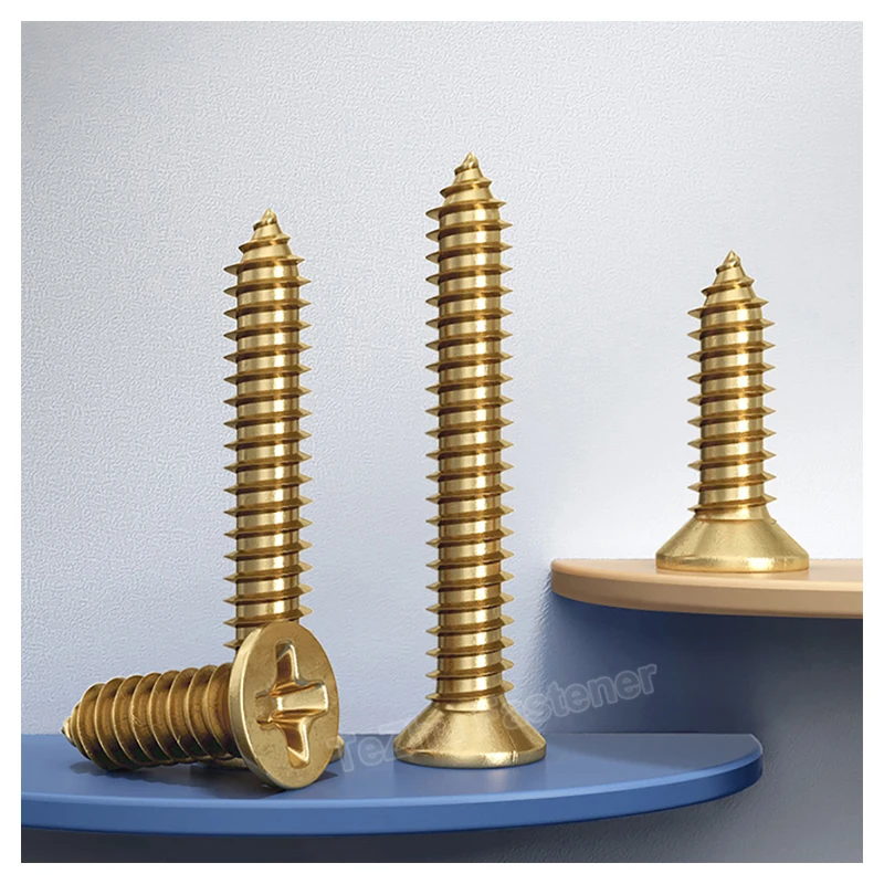 5/10/20pcs M3 M3.5 M4 M5 Brass Copper Phillips Countersunk Self Tapping Screw Cross Recessed Flat Head Wood Screw Nails L=6~40mm