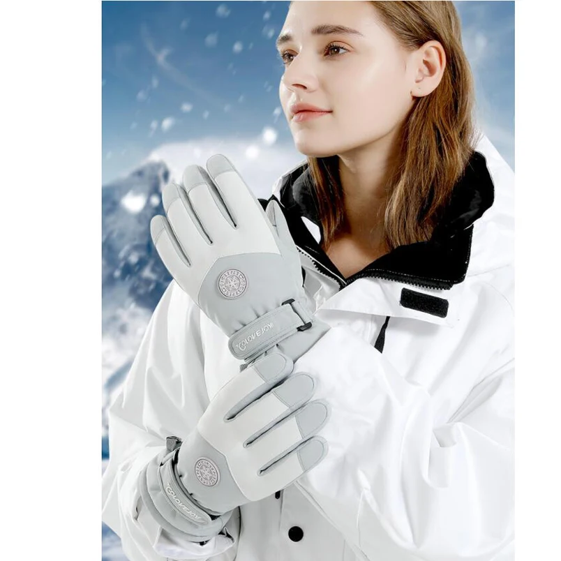 

Women Winter Waterproof Fleece Gloves Touch Screen Non-slip Sticky Ski Gloves Wool Bracers Christmas Cartoon Print Warm Gloves