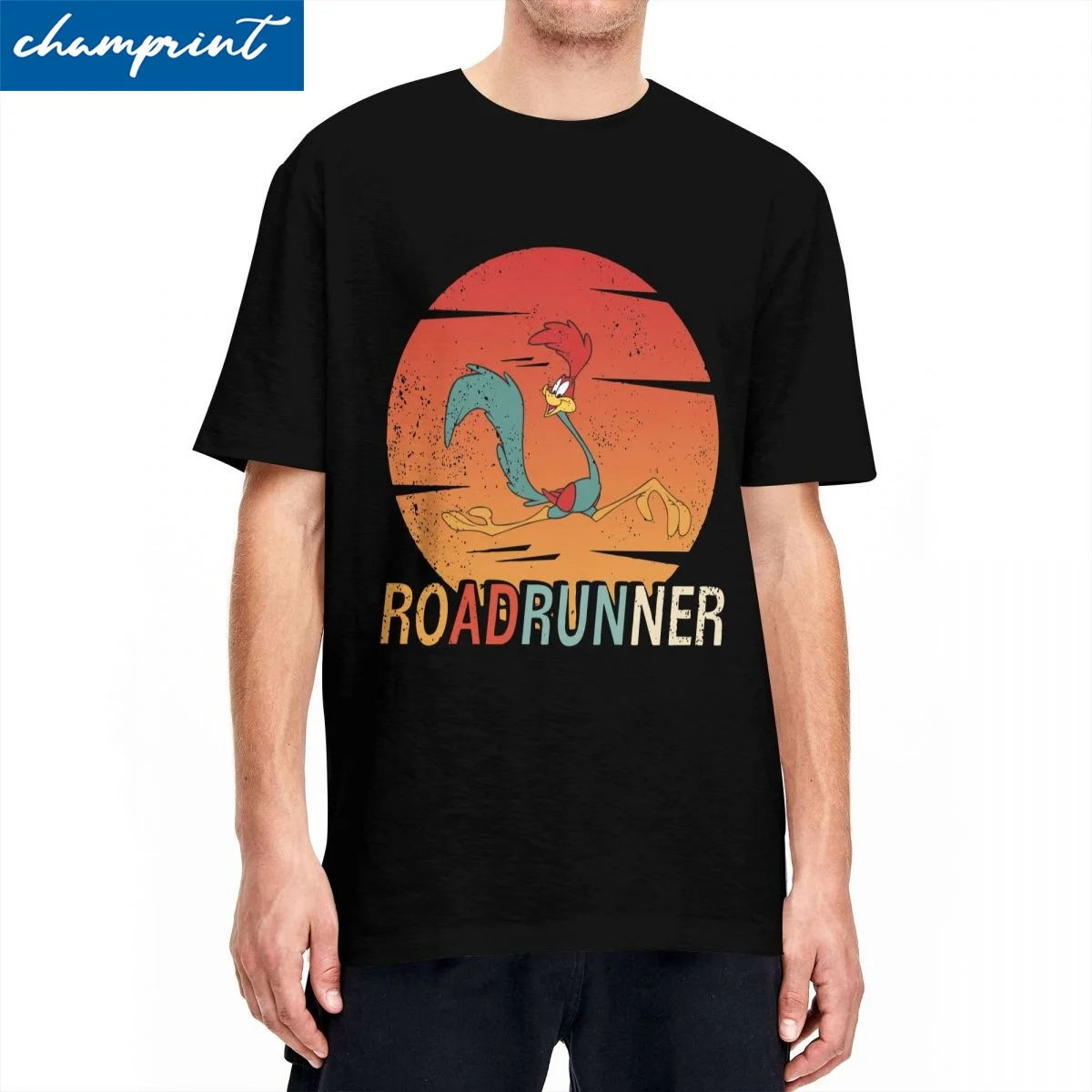 Funny Vintage Retro Roadrunner Silhouette T Shirt Unisex 100%Cotton Short Sleeve Round Neck Summer Tops Shirts