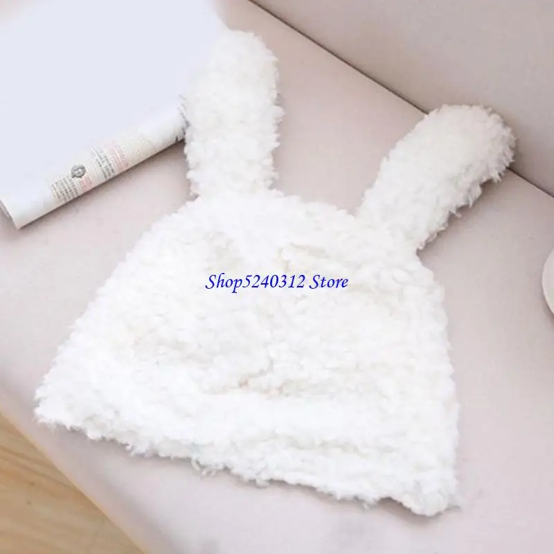 634C Cartoon Bunny Ears Faux Fleece Plush Hat Thick Fuzzy Warm Rabbit Animal Bonnet Earflap Cap Cosplay Party Photo Props