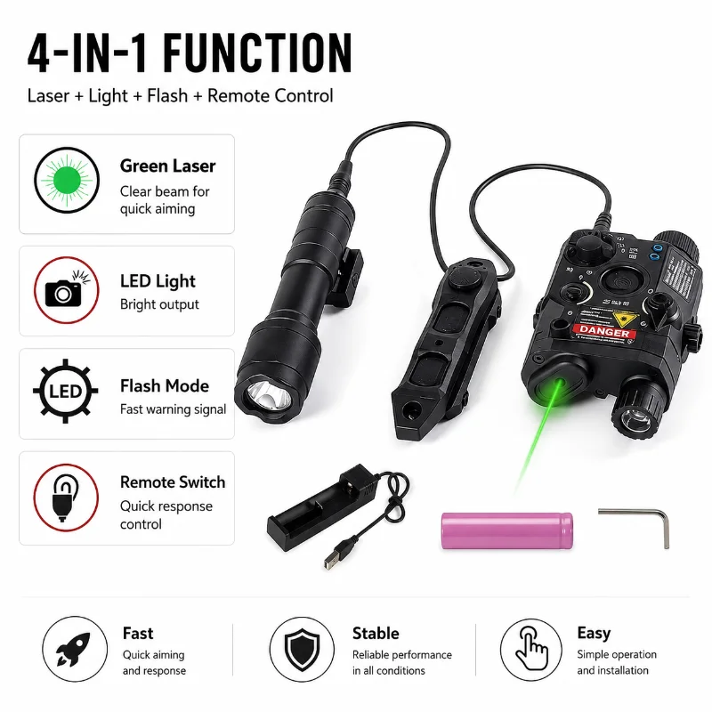 Adjustable PEQ15 Red Light Laser Indicator Premium Alloy Housing Hobby Model Accessory