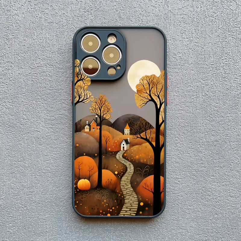 Blätter Herbst Waldhaus Handyhülle für iPhone 17 16 12 13 Mini 11 14 15 Plus Pro Max X XS XR 7 8 Schutzhülle – Detail 4