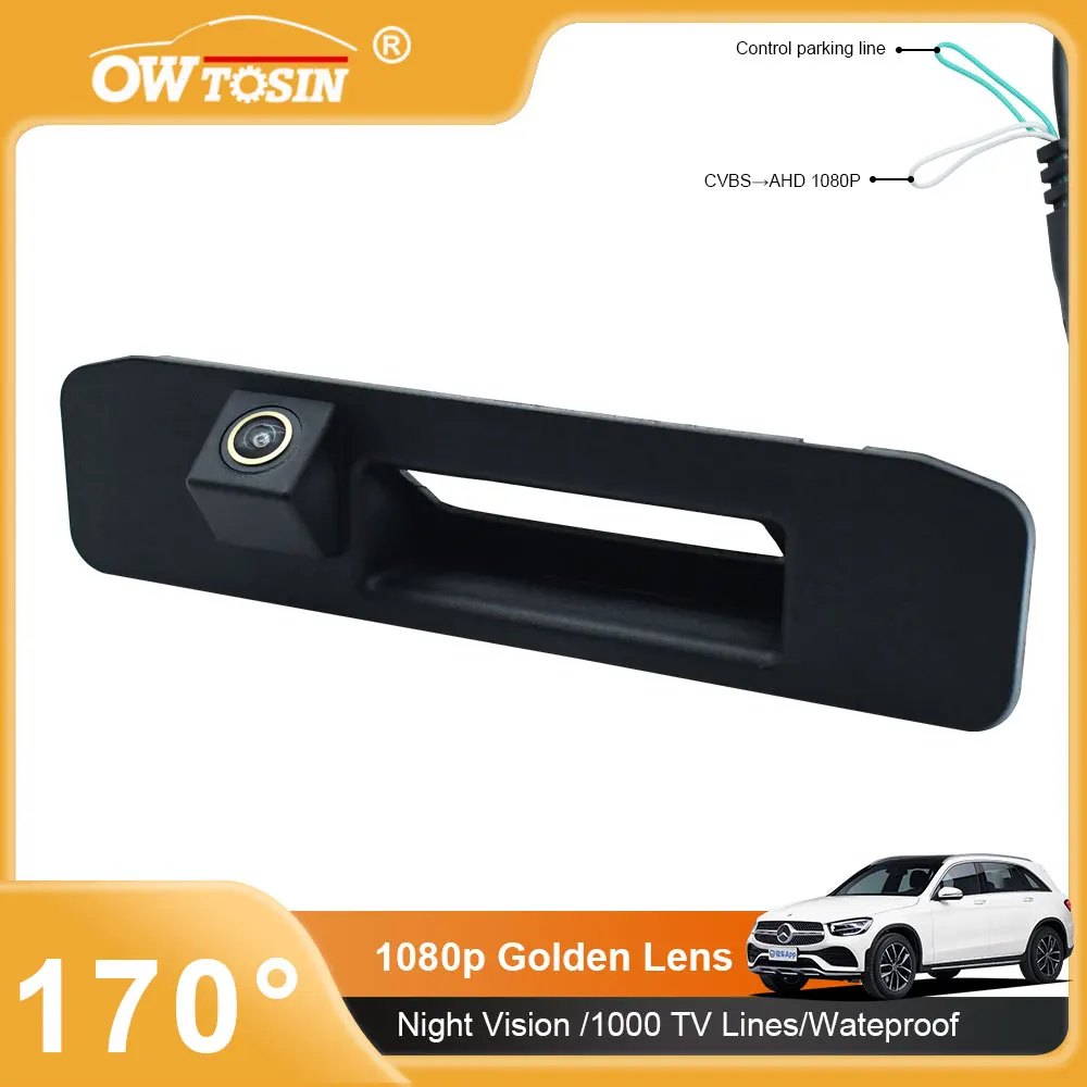 

170° AHD 1080P Golden Lens Trunk Handle Car Rear View Vehicle Camera For Mercedes Benz ML A180 A200 A260 GLA GLC GLE CLK Monitor