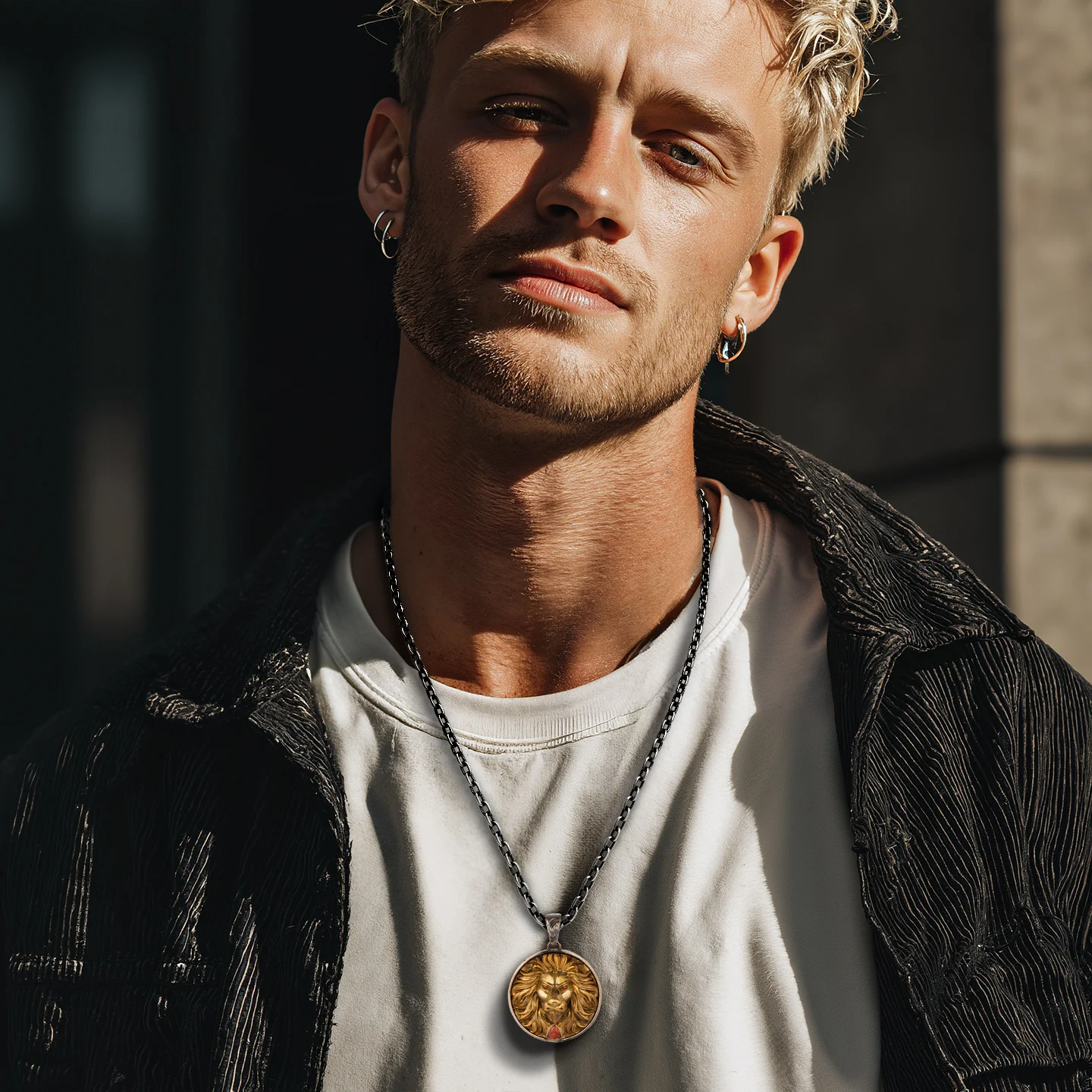 

Lion high relief Vintage Pendant Roar of the seven Realms 925 Sterling Silver Jewelry