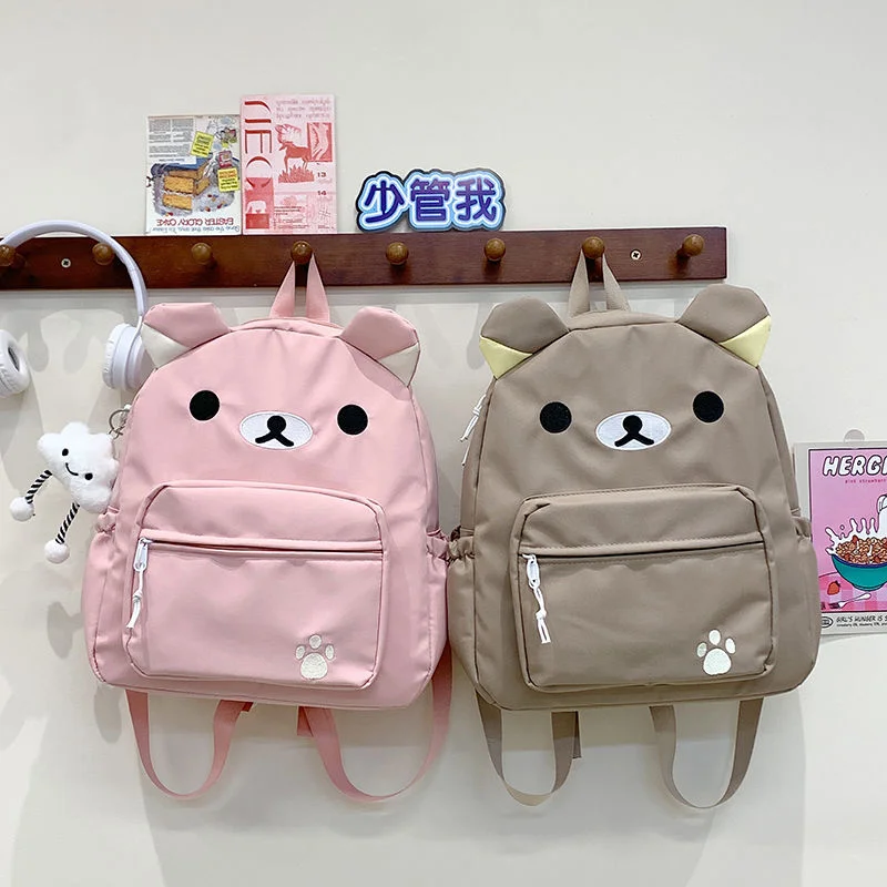 

Rilakkuma Backpack Cute Little Bear Embroidered Backpack Fashion Outdoor Waterproof Bag Large-capacity Zippered Student Backpack