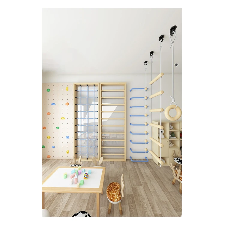 Factory Supply Discount Price Rock Climbing Wall Children Climbing Ladder Hanging Ring Indoor Play Equipment