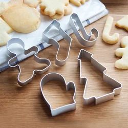 5Pcs Christmas Series Cookies Cutter Biscuit Large Mold Snowflake Shape Baking Pastry Tools Stainless Steel Fondant Bakeware