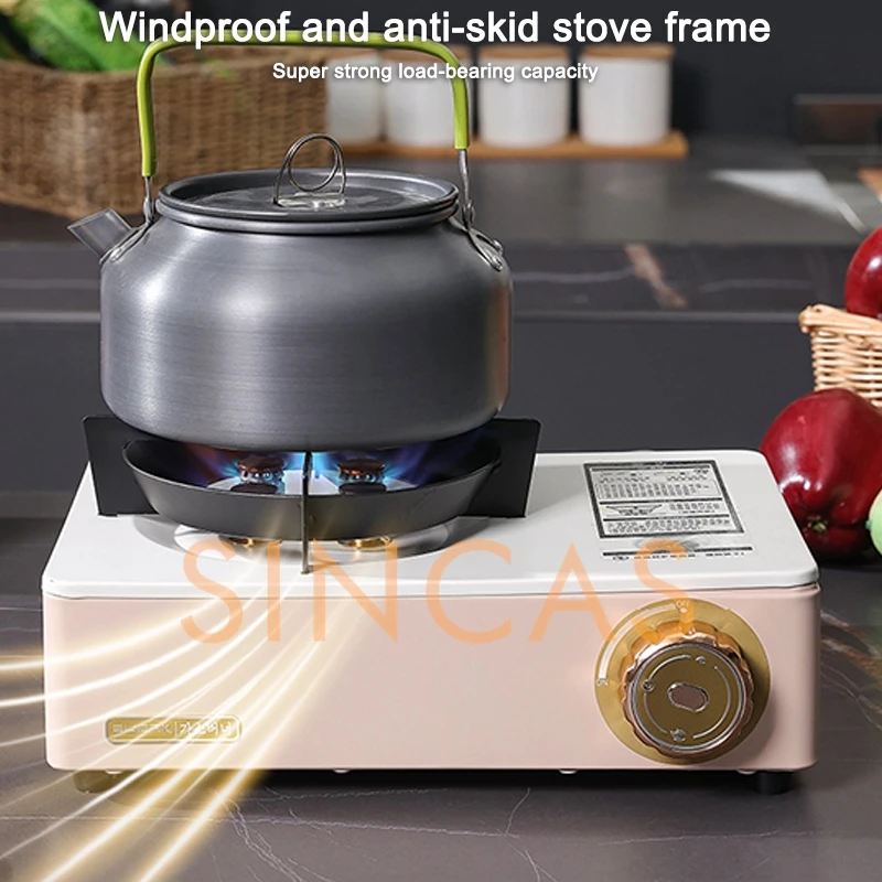 Outdoor Gas Stove Portable Mini Cassette Stove Camping Equipment Gas Stove Dual Use Stainless Steel Strong Fire Burner Windproof