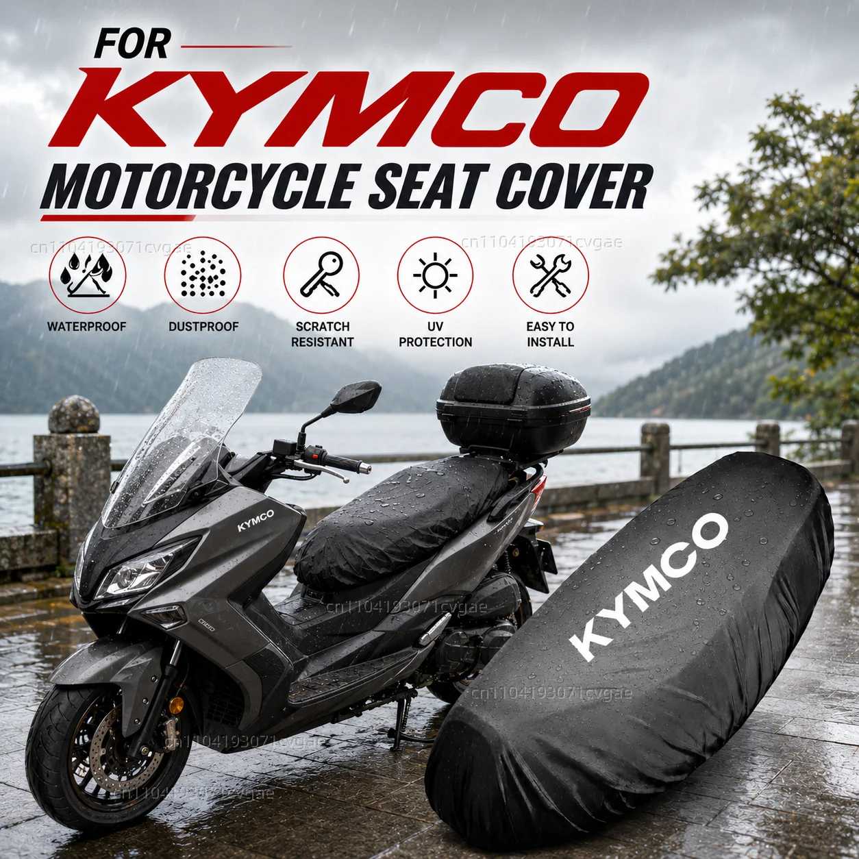 

For KYMCO Xciting 250 300 400 AK550 AK 550 2017 - 2020 Motorcycle Rain Seat Cover Waterproof Saddle Cover Black 210D UV Protecti