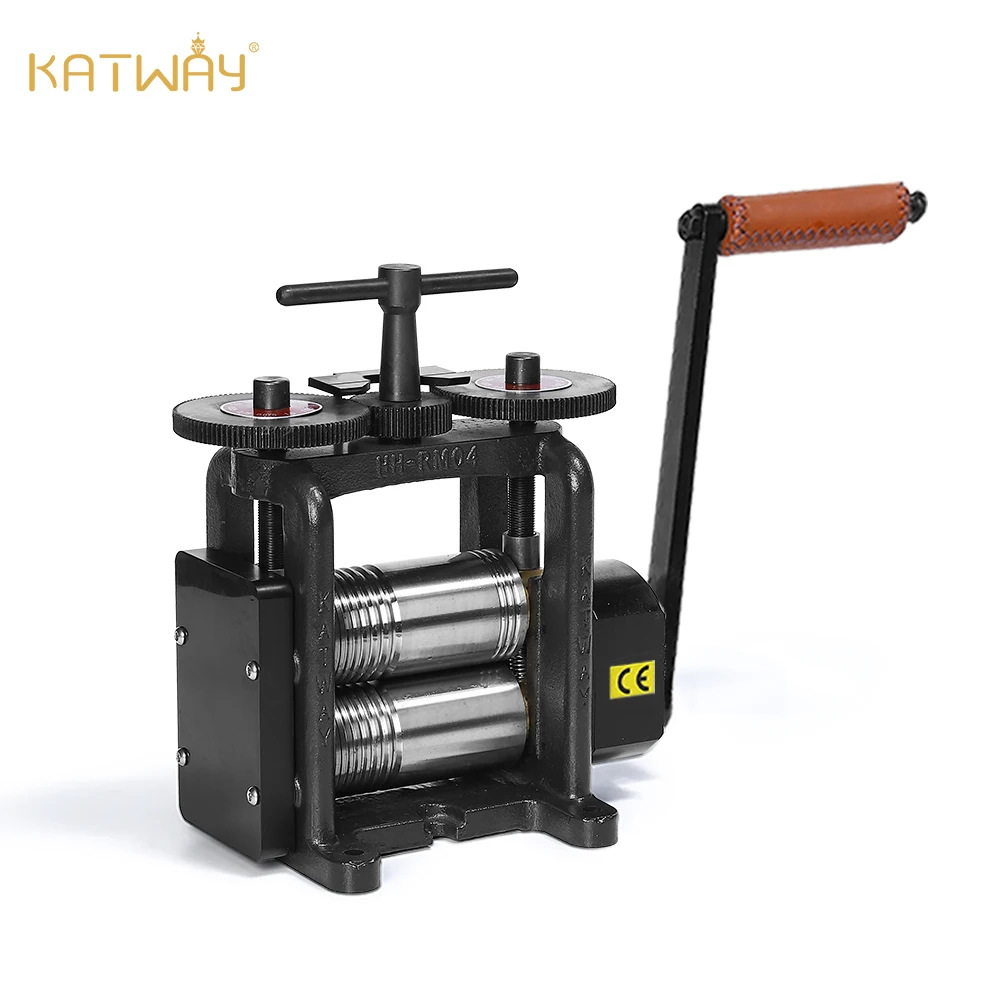 

KATWAY Rolling Mill Machine Jewelry Gear Ratio 1:4 Manual Combination Metal Sheet Square Semicircle Pattern Roller HH-RM04