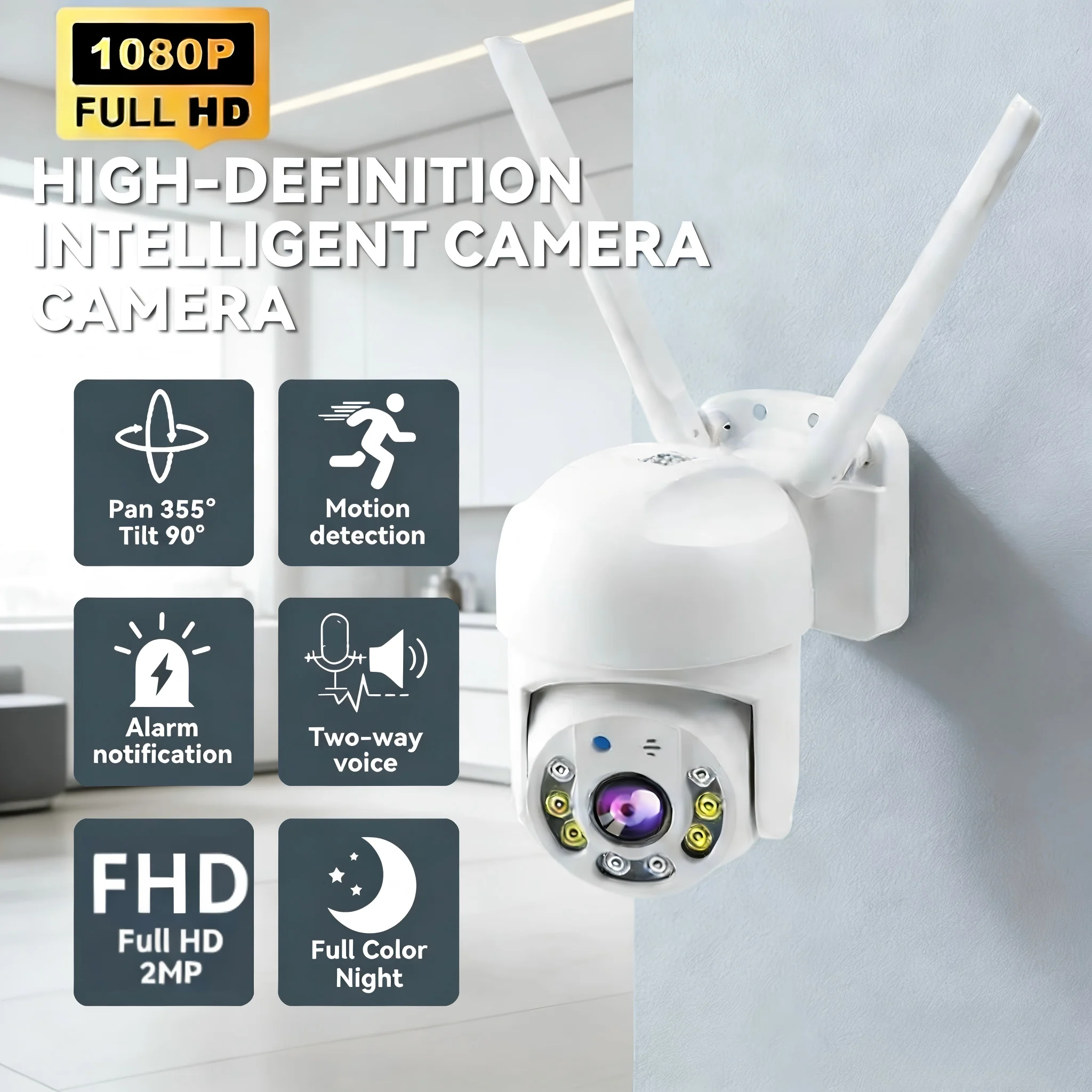 

Камера Wi-Fi для помещений, 1080P PTZ, цветное ночное видение, обнаружение движения, двусторонняя аудиосвязь – защитите свой дом, двор и магазин.