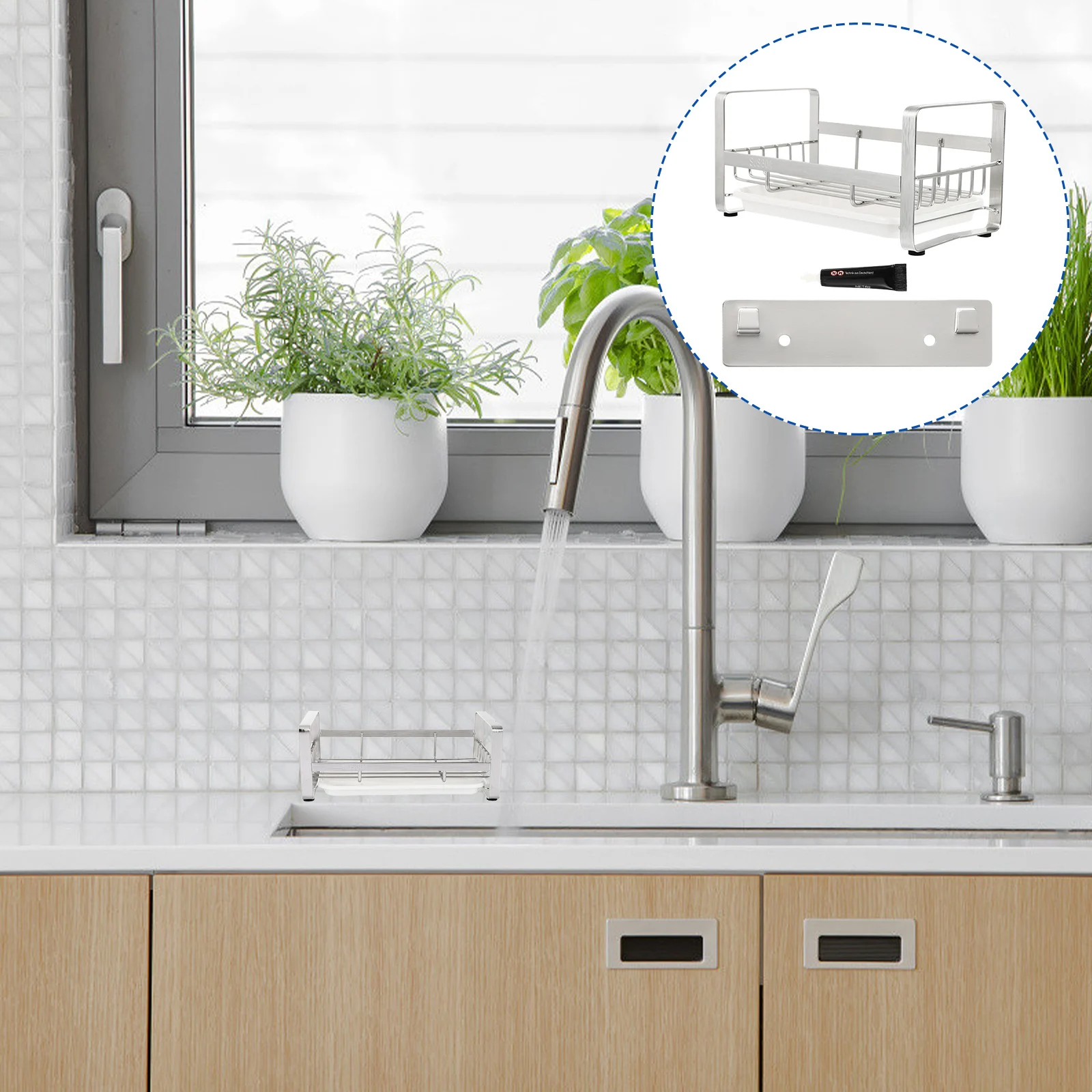 

Stainless Steel Kitchen Bathroom Organizer Sponge Holder Soap Drainer Rack Brush Holder Brush Soap Drainer Shelf Storage