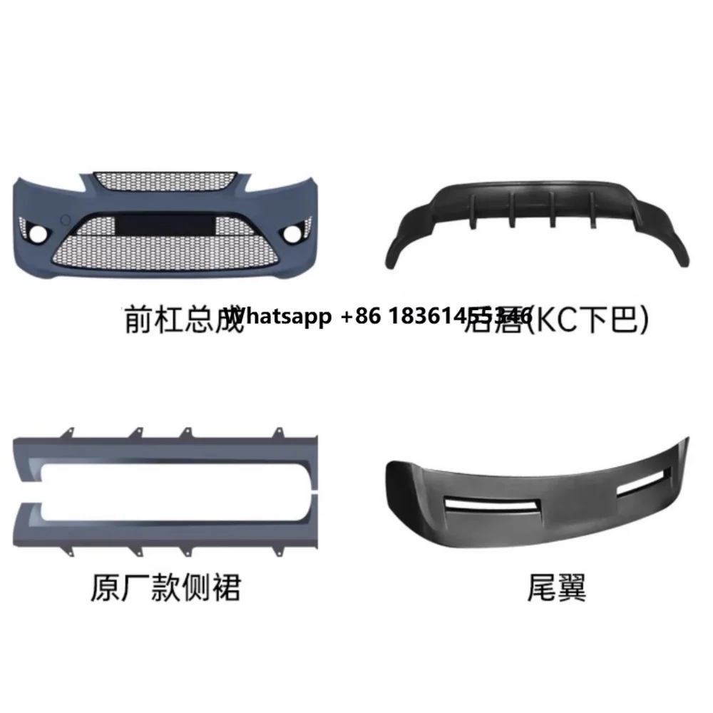 

For Focus 2009-2014 Modified Unpainted Front Bumper Rear Lip Side Skirt Tail Wing Surround PU Car Kit