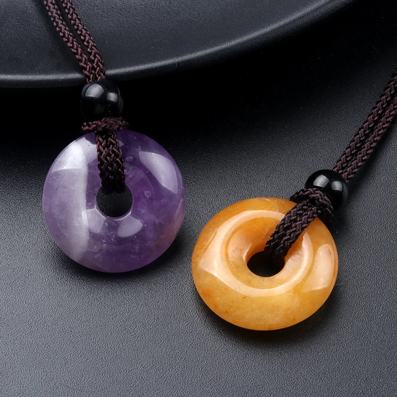 1 Stück 20mm Naturstein Glücks- und Friedensanhänger aus Jade, Quarz, Kristall, Schmuckanhänger, Halskette, Perlenanhänger, Handarbeit mit Gratisband – Detail 6