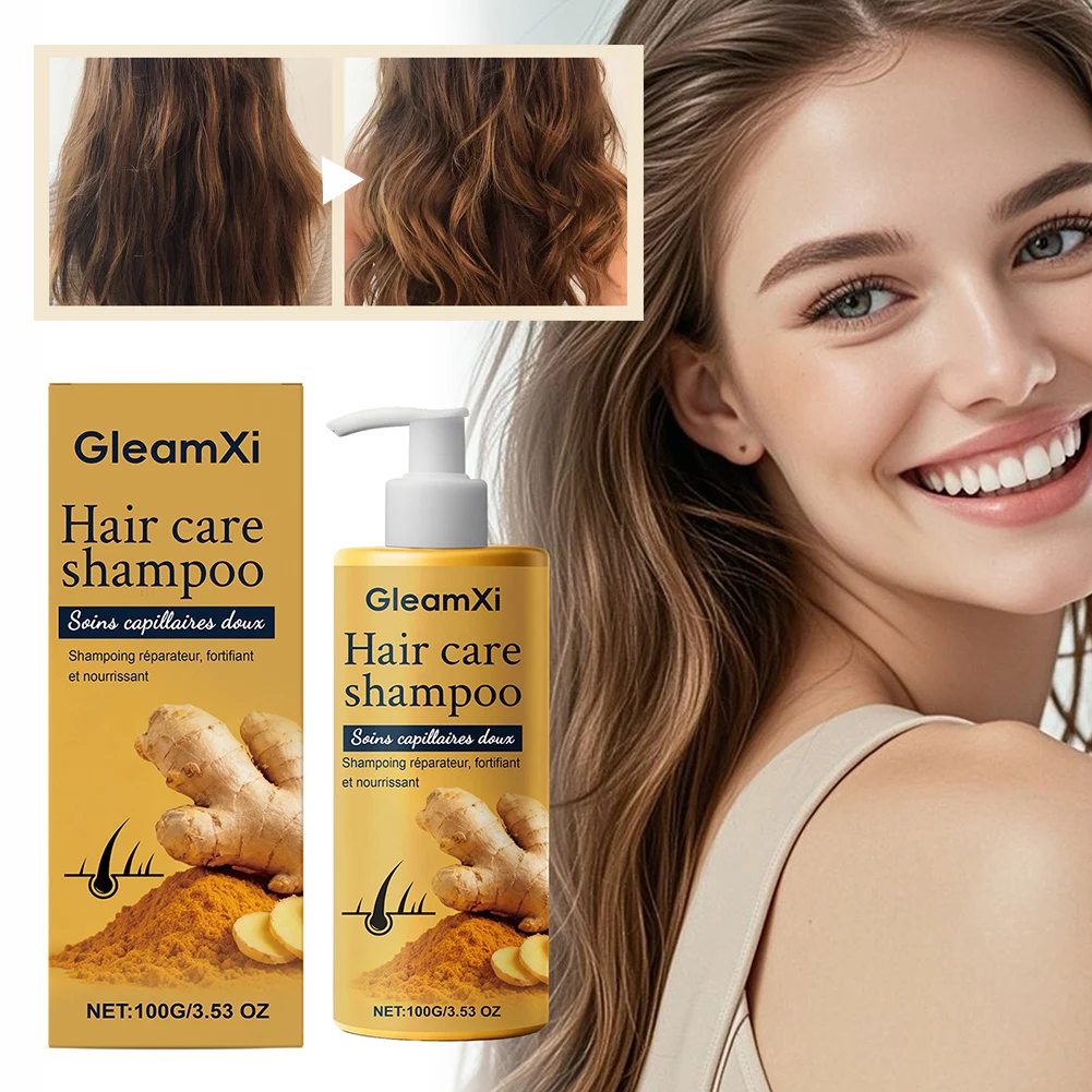 

1pcs Ginger Shampoo Dandruff Hair Natural Ginger Extract Oil Shampoo For Itchy Scalp Hair Care Products For All Skin Types 100g