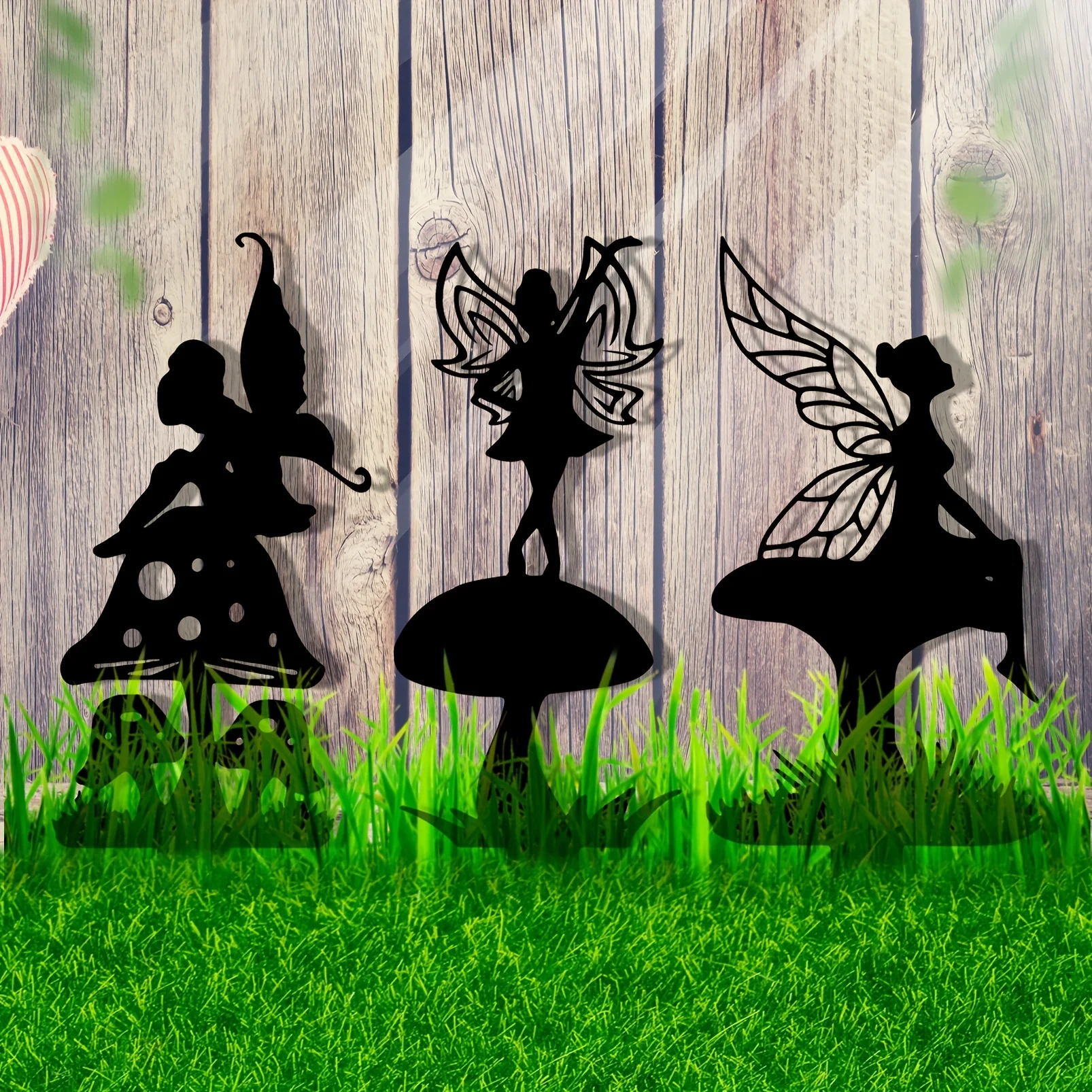 Decorative Metal Fairy Garden Stakes Black Silhouette Statues Art for Yard Patio Outdoor Decor Garden Lawn Decorations