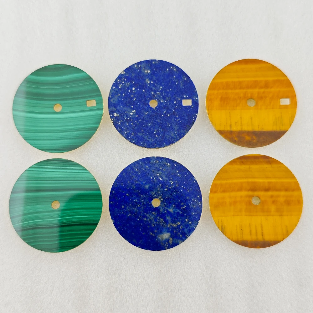 28.5mm Watch Dial Natural Stone Sterile Dial No Lume Index Lapis Lazuli/Malachite/Tiger's Eye for NH35 NH36 Movement Watch Parts