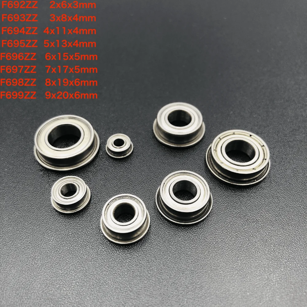 3-15Pcs/Lot F692zz, F693zz , F694zz , F695zz, F696zz, F697zz, F698zz, F699zz Thin Wall Flange Deep Groove Ball Miniature Bearing