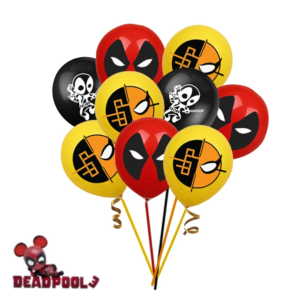 

18 Pcs Deadpools Theme Decoration Balloons Boys Girls Birthday Party Scene Supplies Cartoon Movie Figure Printing Latex Balloon