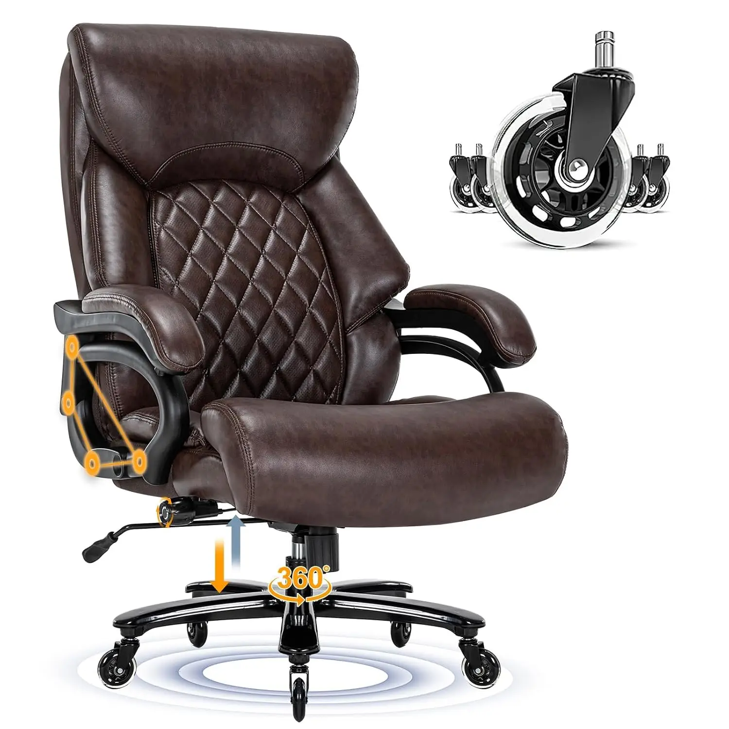 Big & Tall Office Chair 500LBS Heavy Duty Extra Wide Ergonomic Desk Chair Adjustable Lumbar Support Home Office, Customized