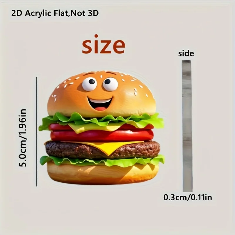 A 2D flat, creatively shaped acrylic burger keychain, perfect for decorating accessories, bags, and keys—it makes a great gift. view 5