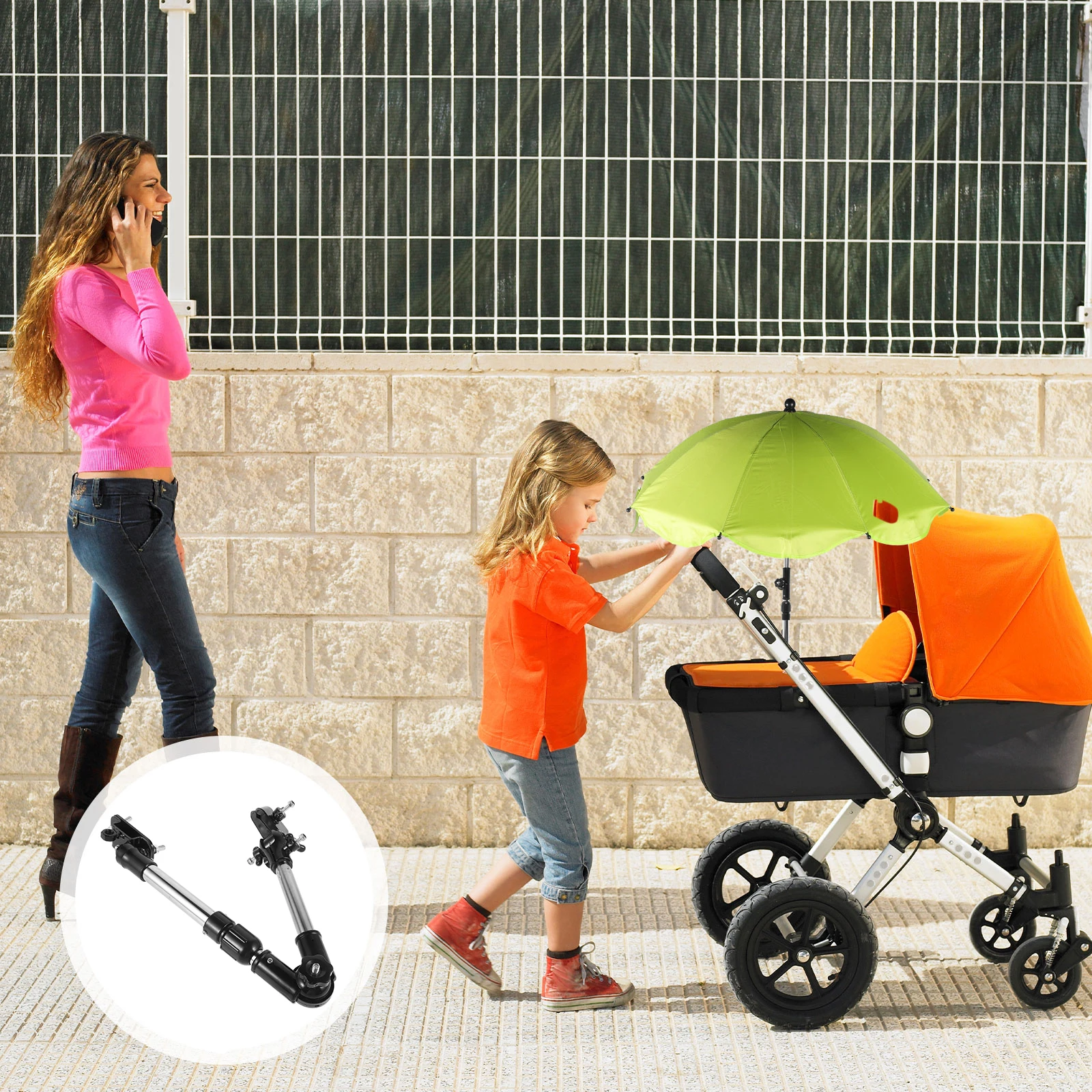 

Foldable Umbrella for Bicycle Frame Black Baby Stroller Adjustable Clamp Rack Holder Electric Bike Umbrella St Stainless Steel