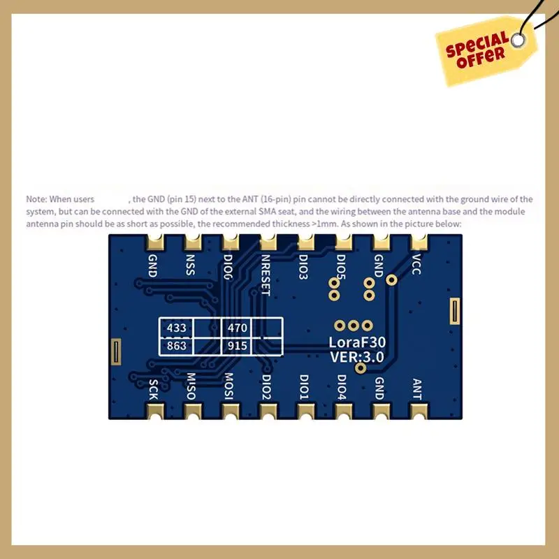 Беспроводной модуль Lora Lora1278f30, 1 Вт, высокая мощность, передача данных на большие расстояния, 400-460 МГц