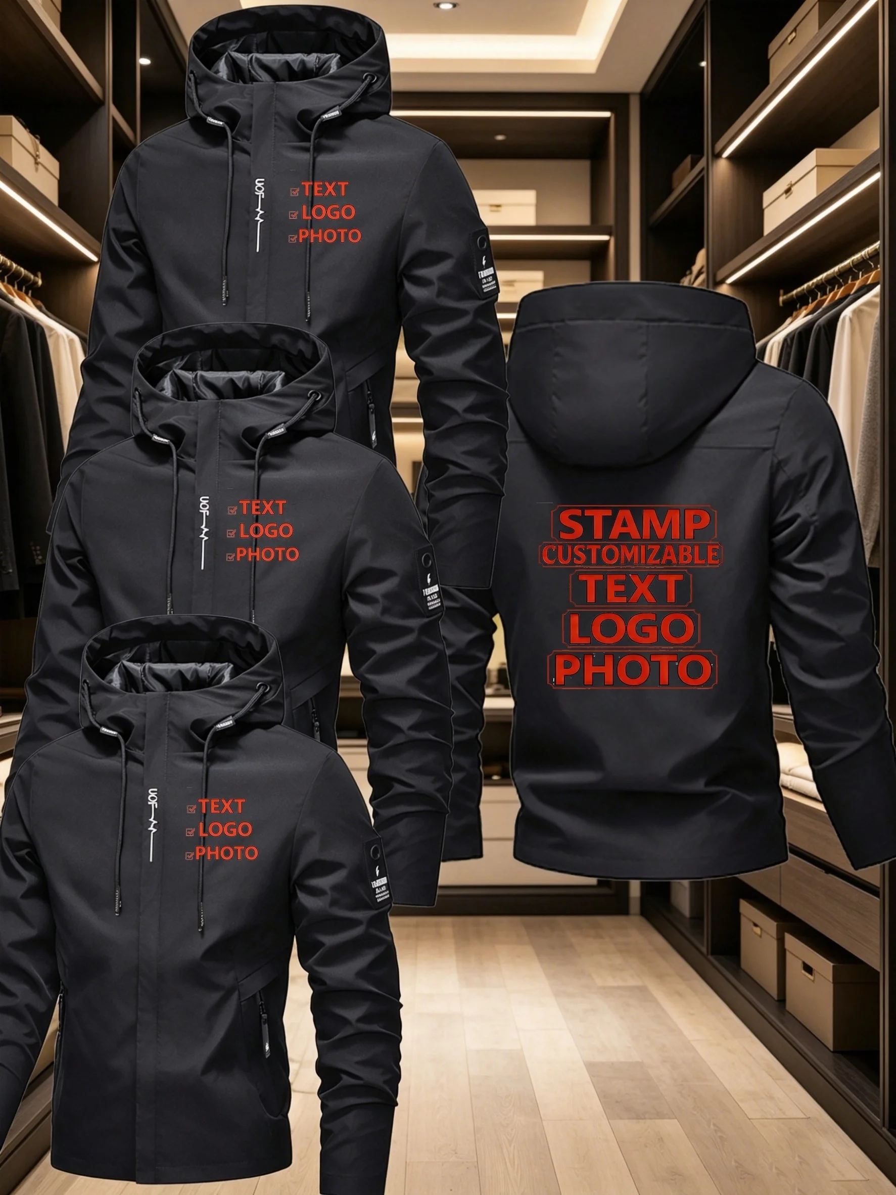 2026 fashion men's and women's 3-piece customizable jacket coat, men's and women's identical style jackets with customizable log
