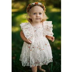 Don&Judy Ruffle Princess Dress Photo Shoot Lace Wrinkle Cotton Baby Girl Floral Costume Kid Clothing Photography Accessories