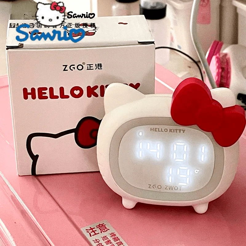 Hellokitty  Alarm Clock Bluetooth Speaker Intelligent Alarm Clock Desktop  Night Light  Silent Digital Decoration Bluetooth