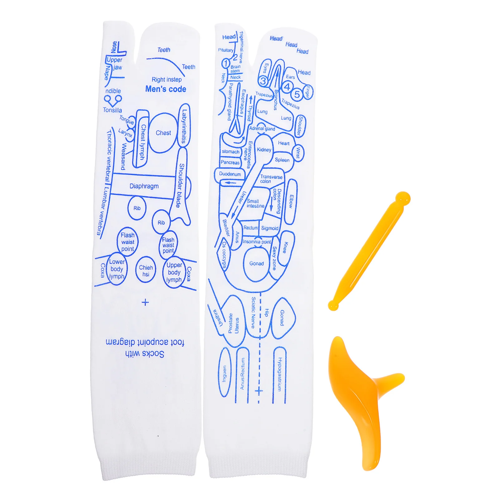 1 Zestaw Skarpet do Akupresury i Refleksologii z Narzędziami do Masażu Punktów Naciskowych na Stopy dla Terapii Meridianów, Wygodne i Możliwe do Prania